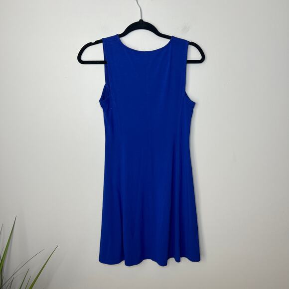 Eileen Fisher Adriatic Blue V-Neck Viscose Jersey Flare‎ Dress XXS Minimalist - Picture 8 of 9